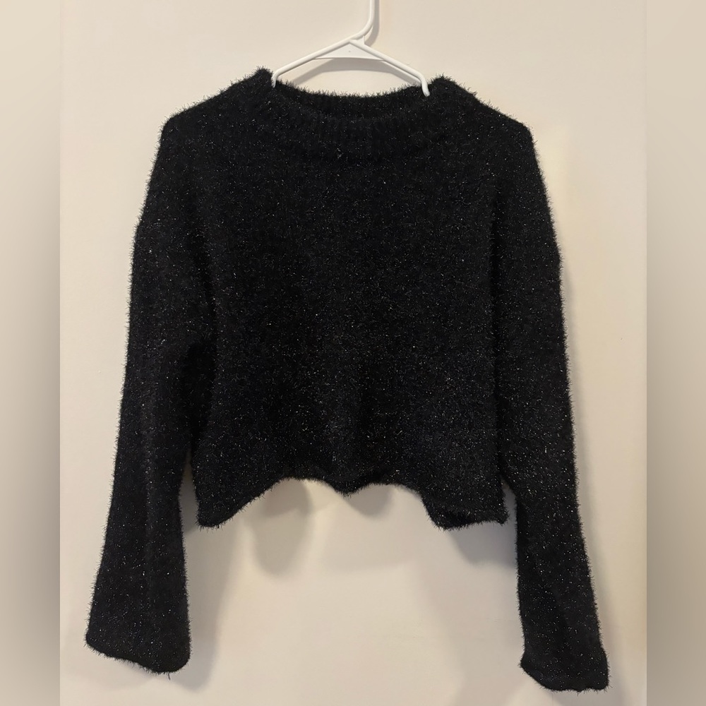 Black Fuzzy Women's Sweater